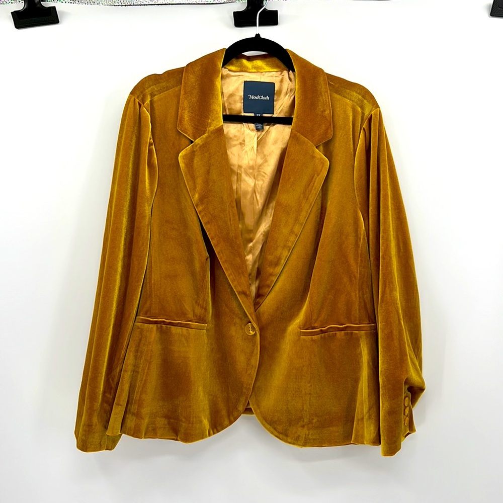 ModCloth Velvet Blazer - Gold - 2XL